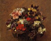 亨利 方丹 拉图尔 : Bouquet of Flowers Pansies